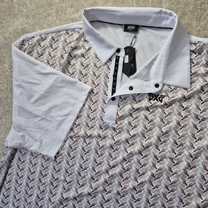 PXG Performance Polo Shirt Mens 3XL Brown Nature Southwest Mesh Preppy Golf New